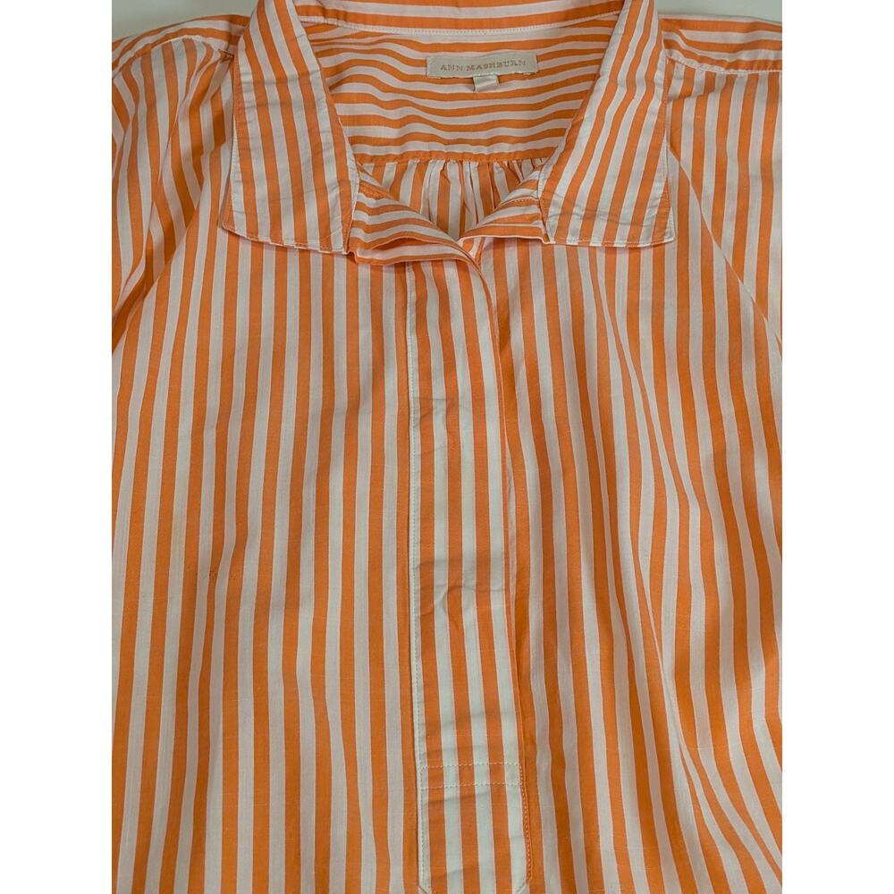 Ann Mashburn Anaya Popover Shirt Size S Striped Orange White 100% Cotton - Picture 7 of 11